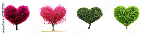 Heart shaped trees on transparent background

