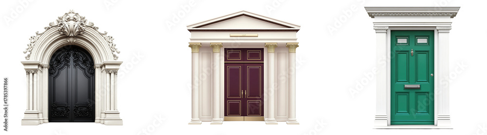 Naklejka premium Elegant doors isolated on transparent background