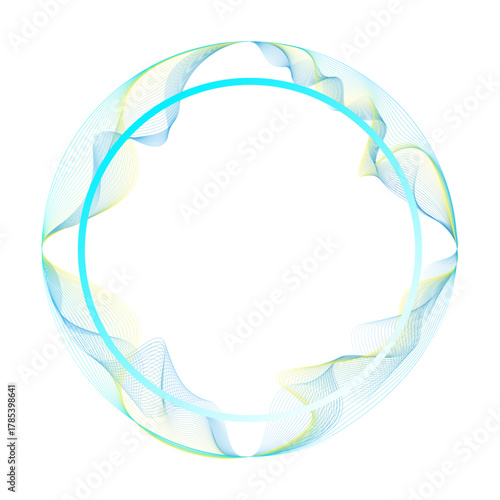 Abstract tech circle futuristic innovative on transparent background. Colorful wave circle frame. Music, technology, ai and artificial intelligence