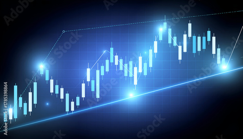 Wallpaper Mural Abstract futuristic chart with upward line representing analytics, data visualization, and economic progress. Torontodigital.ca