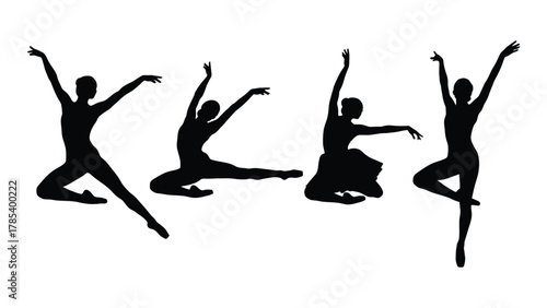 Ballerina dance silhouettes isolated on white background, Vector