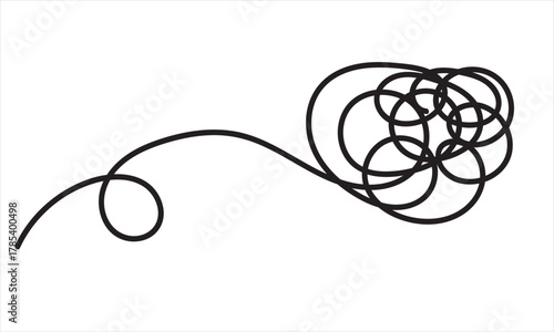 Tangled Thread Line Vector: Abstract Messy Scribble and Confused Coiled Pattern