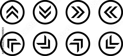 Collection of eight oval icons featuring various arrow symbols