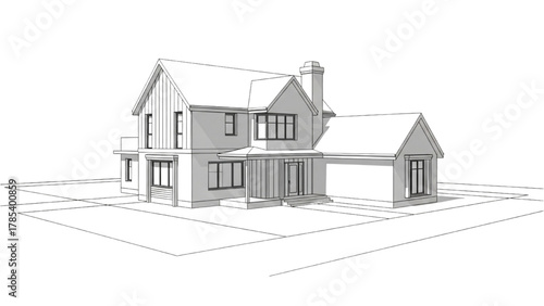 Architectural Blueprint of a House with Lines and Clean Design