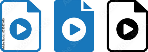 Video file icons with play button symbol variations