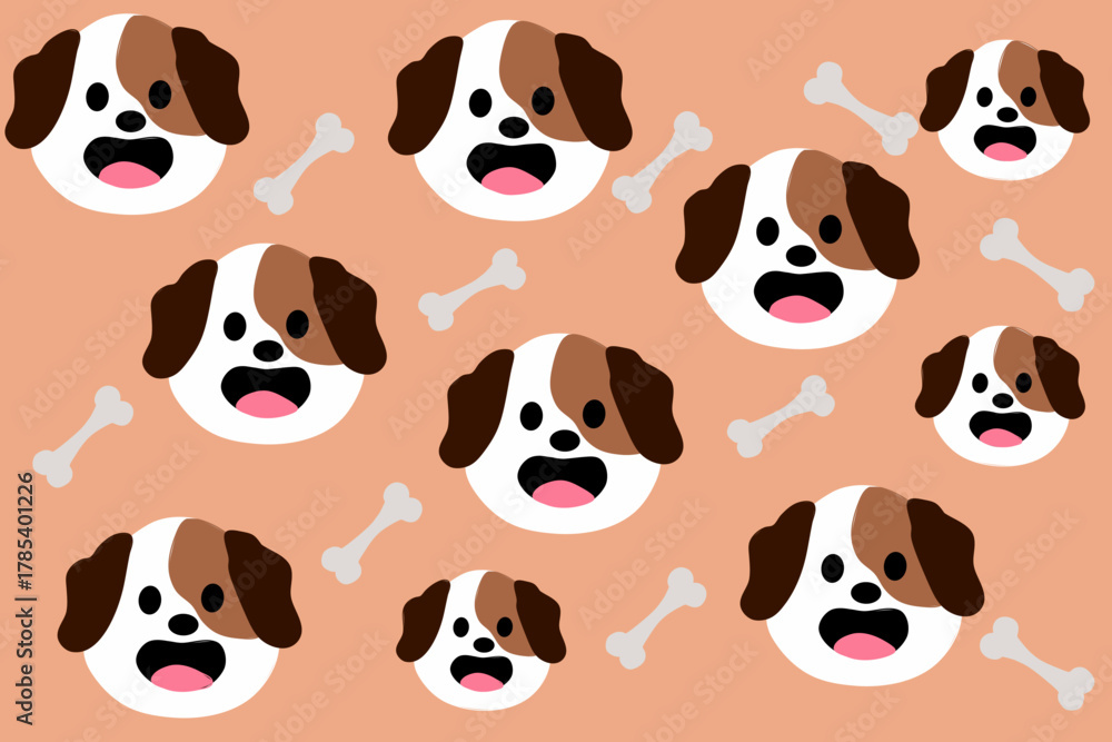 Obraz premium head Dogs Background, Colored dog and Bones on brown Background.