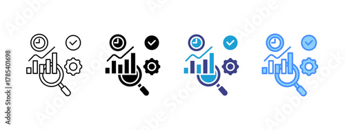Analysis icon set multiple style collection