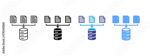 Data Integration icon set multiple style collection