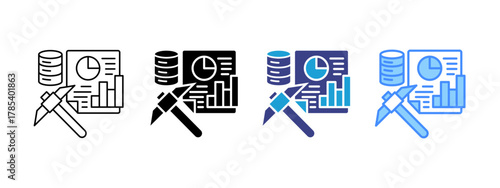 Data Mining icon set multiple style collection