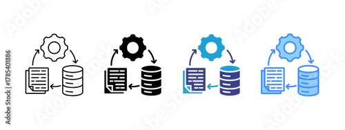 Data Transformation icon set multiple style collection