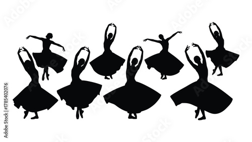 Graceful dance silhouettes isolated on white background, Vector