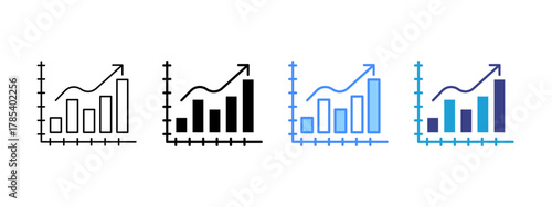 Statistical Graphic  icon set multiple style collection