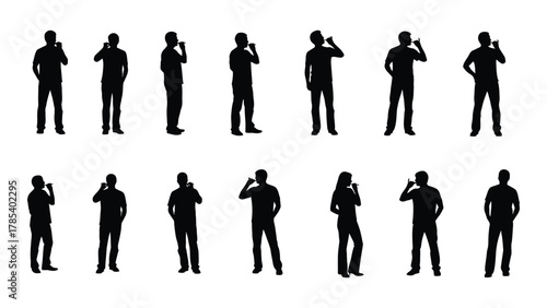People silhouettes communicating isolated on white background, Vector