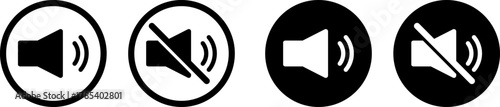 Four speaker icons showing sound on and muted states