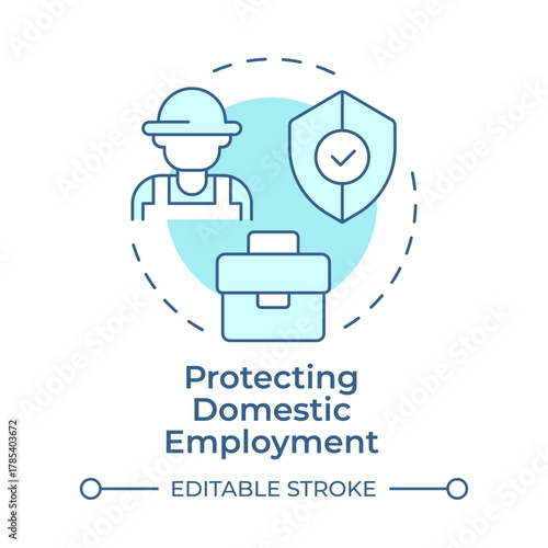 Protecting domestic employment soft blue concept icon. Employee protection. Safe working conditions. Round shape line illustration. Abstract idea. Graphic design. Easy to use article, brochure