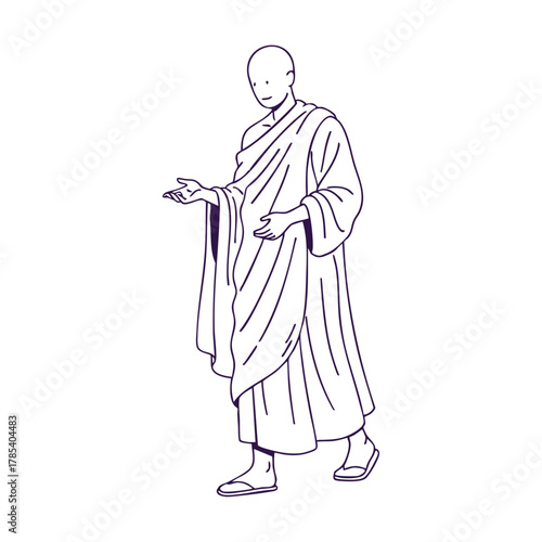 Monk Figure – Peaceful Religious Line Illustration