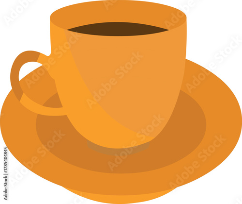 Warm orange coffee cup with rich dark brew and subtle saucer design, perfect for morning or break time inspiration