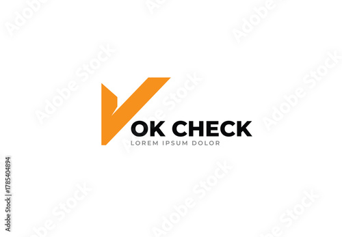 Orange Checkmark OK Logo for Verified, Confident Brand Identity