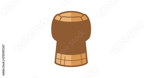 Stylized vector illustration of a champagne cork, a classic symbol for celebrations, holidays, New Year's Eve parties, and special occasions. Isolated graphic icon on a white background
