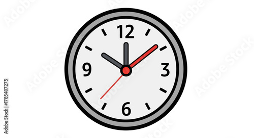 Round Analog Wall Clock with Hour, Minute, and Second Hands Showing Approximately Ten O'Clock