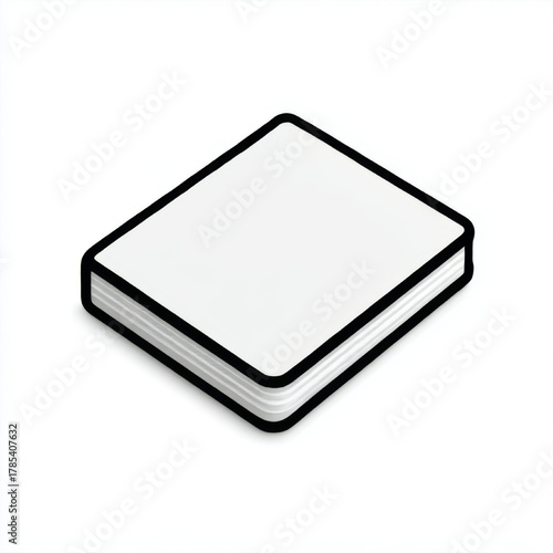 White blank closed book, minimal and clean, for educational or literary concepts against a white background