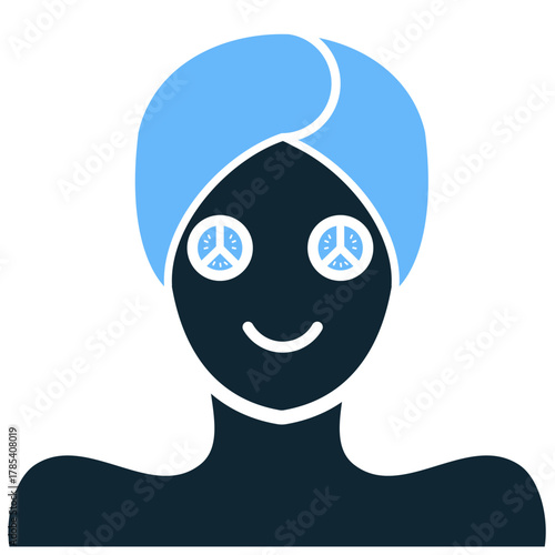 Eye Cucumber Icon Vector Minimalist vector icon showing cucumber slices over eyes. Symbolizes natural relaxation, beauty, spa treatments, and cooling skincare remedies.