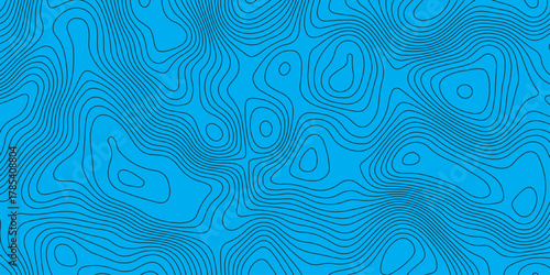 Abstract blue topographic map pattern with smooth contour lines. Modern geographic background design for mapping, navigation, technology, and science themes. Minimal clean vector texture.