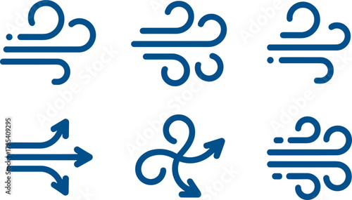 Air Flow and Wind Swirl Icon Set Vector