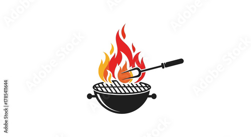 Barbecue grill with flames bbq party cooking outdoors summer grilling