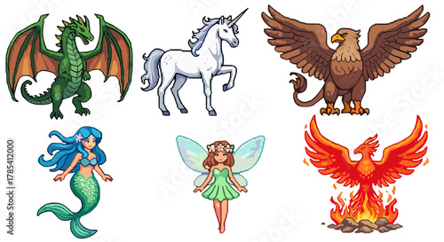 Fantasy Creatures Collection Mythical Beasts Unicorn Dragon Phoenix Mermaid Fairy
