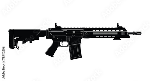 Ar rifle black tactical gun firearm assault weapon illustration vector
