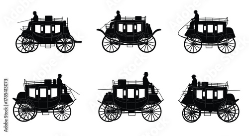Stagecoach vector illustration vintage carriage clip art collection