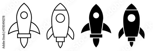Startup rocket symbol icon set