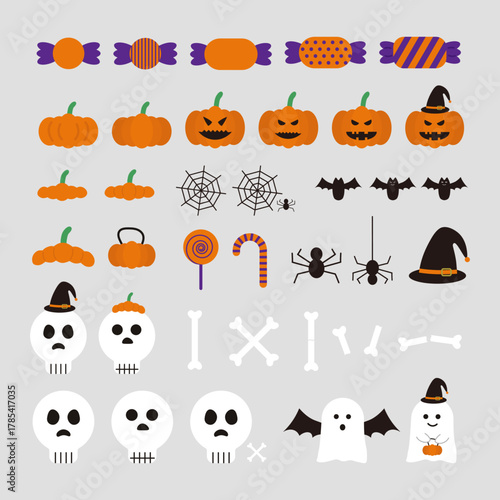 할로윈 호박 해골 박쥐 거미