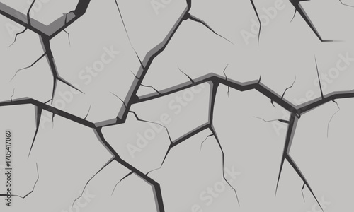Gray Cracked Surface with Dark Shadowed Cracks.