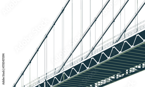 Modern Suspension Bridge Structure with Diagonal Cables.