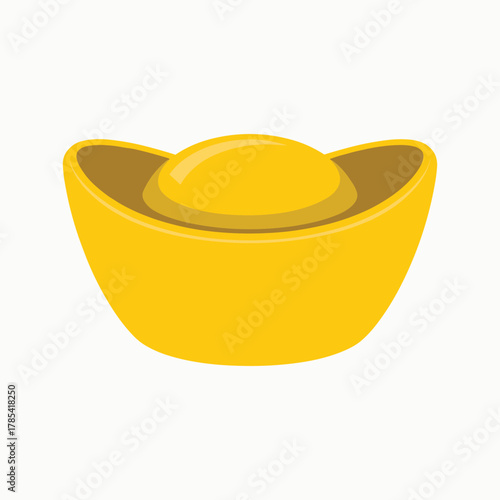 Golden Chinese Yuan Bao Ingot Shaped Object With Smooth Glossy Surface And Subtle Shadows wealth vector illustration.