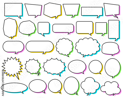 影がカラフルな吹き出しセット
Colorful speech bubble set with shadows