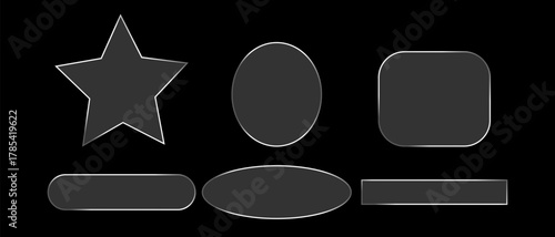 Collection of geometric shapes and icons on a black background