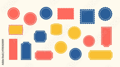 Assorted Vintage-Style Labels and Badges A Collection of Decorative Shapes and Frames