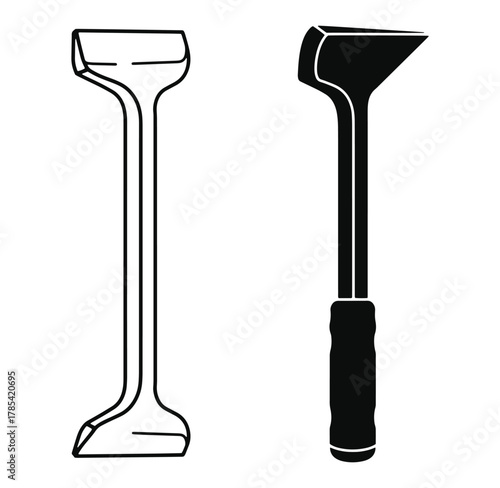Detailed vector illustration of a glass scraper tool with various different design options