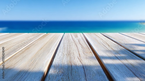 Exquisite wooden table setting capturing breathtaking ocean vista idyllic coastal scene for relaxation and dining.