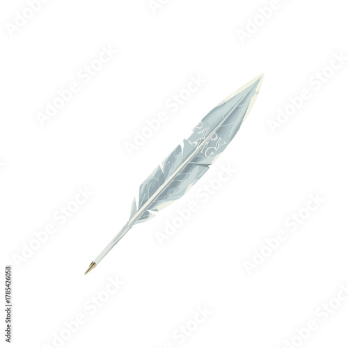 a delicate white feather floating against a stark black background