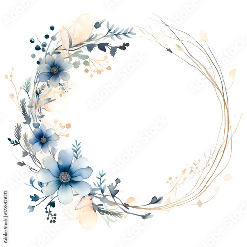 Winter Floral Frame Watercolor Illustration 