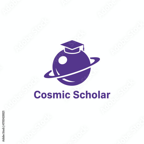 Purple logo featuring a planet with a graduation cap and orbital rings, accompanied by text