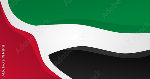 Flag of United Arab Emirates in the form of a wave in 3d Style