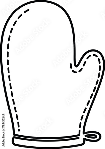 Oven mitt icon, simple line drawing, isolated on white background