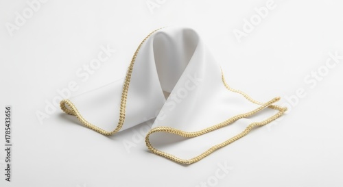 Eyeglass cleaner folded like a snow-white cloth with a golden border