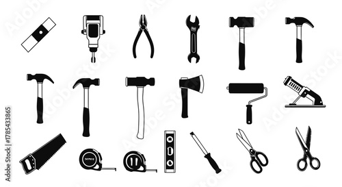 Assortment of hand tools vector illustration for diy and construction