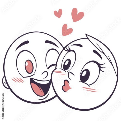 Cartoon illustration of two faces in love